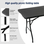70.8" W X 29" D X 29" H - 6 ft Black Folding Table Heavy Duty Portable, Plastic Folding Utility Folding Table for Camping, Picnics & Parties