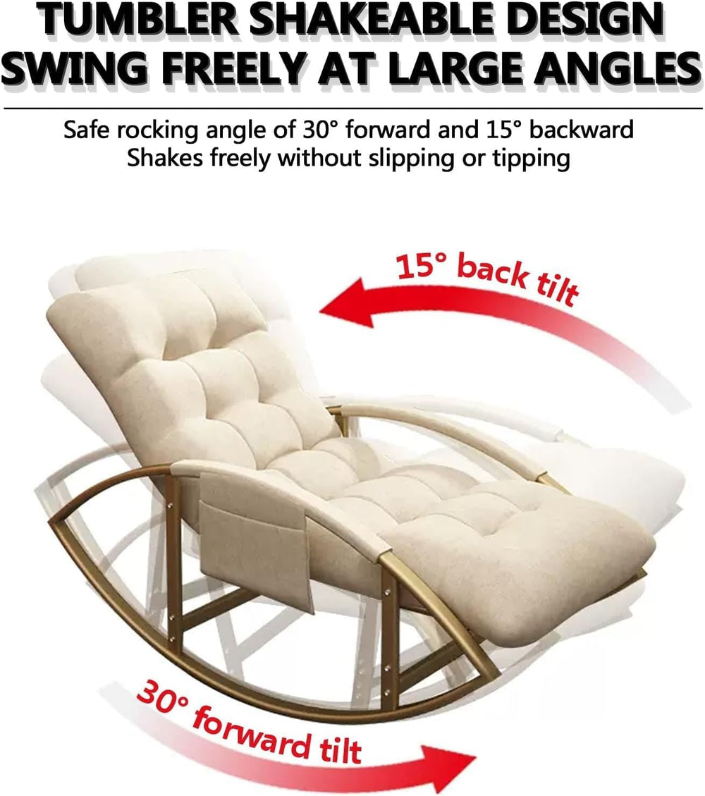 Leisure Rocking Chair and Footstool Set,Living Roomcomfortable Arc Soft Cushi...