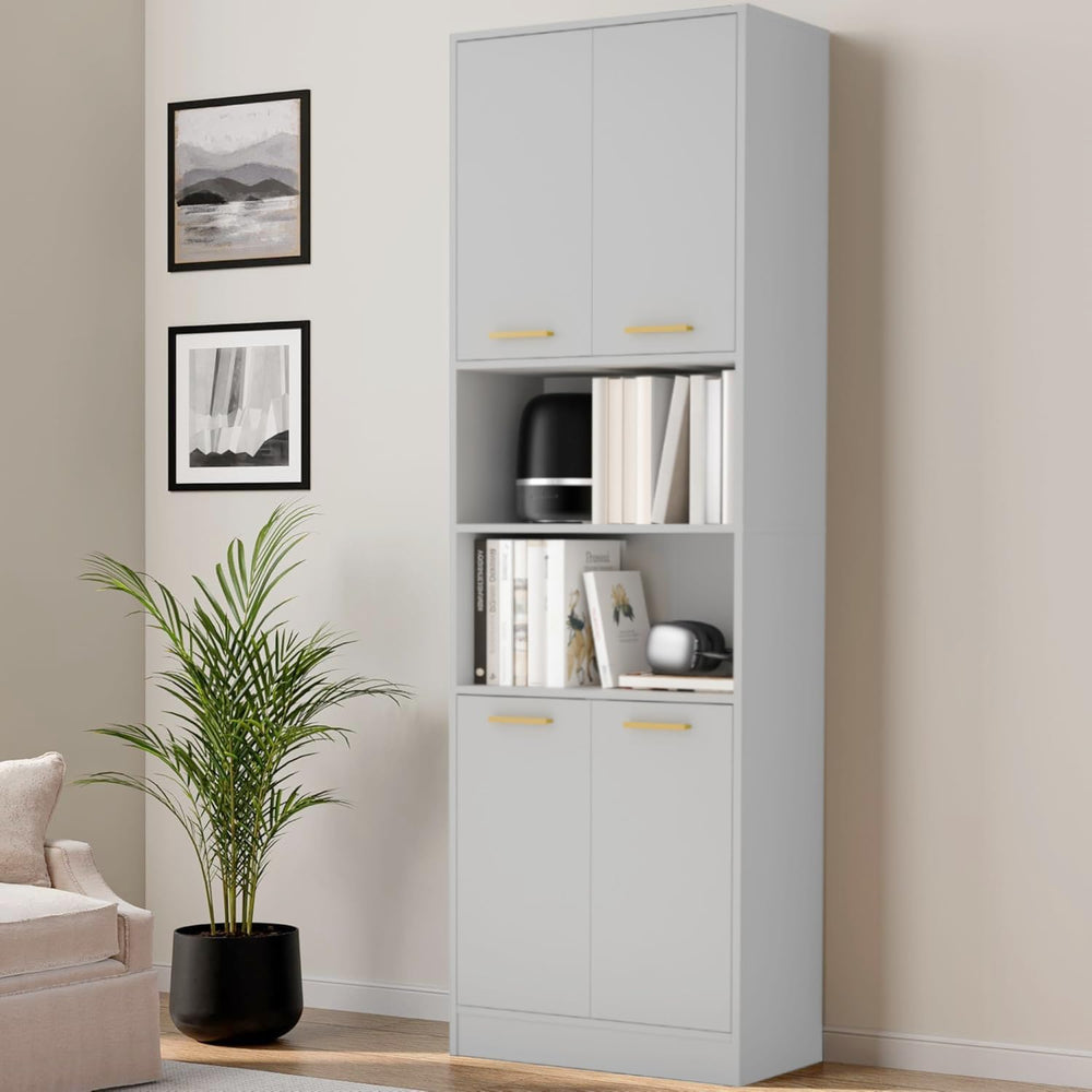 Cozy Castle Kitchen Pantry Cabinet, 75" Tall Wood Storage Cabinet with D...