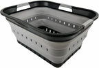 SAMMART 42L (11 gallon) Collapsible Plastic Laundry Basket - Foldable Pop Up Storage Container/Organizer - Space Saving Hamper/Basket (Black/Alloy Grey)