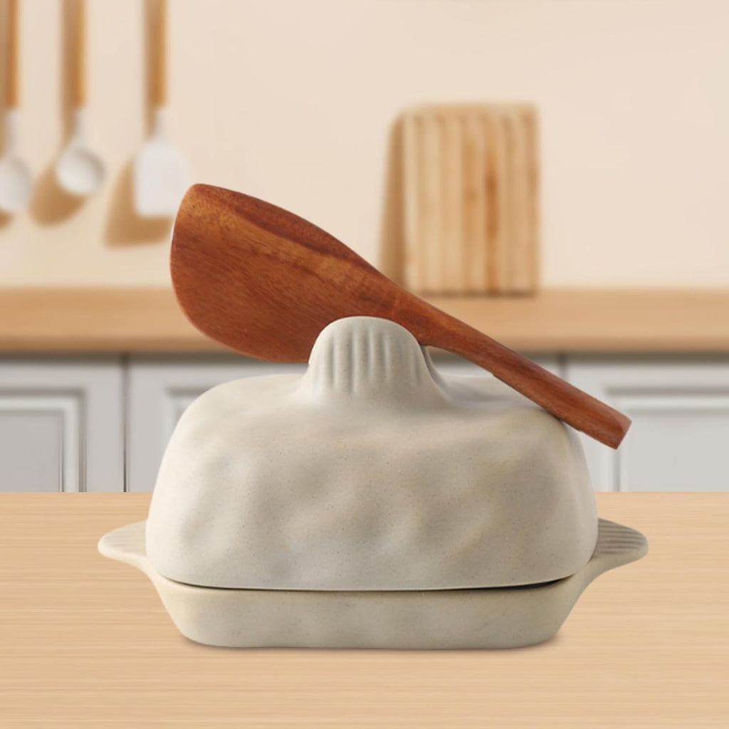 Fenteer Butter Dish Cheese Butter Keeper Container with Cutting Tool with Cover Storage for Restaurants Hotel Baking Fridge Household