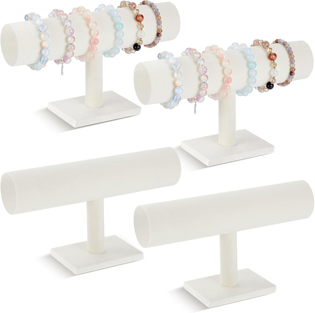 Wenqik 4 Pcs Bracelet Holder Stand Beige Velvet Bracelet Jewelry Display Holder for Vendors Scrunchies Selling Bangle Watch Hair Ties Organizer(Beige)