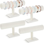 Wenqik 4 Pcs Bracelet Holder Stand Beige Velvet Bracelet Jewelry Display Holder for Vendors Scrunchies Selling Bangle Watch Hair Ties Organizer(Beige)