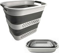 SAMMART 40L (10.5 Gallon) Collapsible Plastic Laundry Basket - Foldable Pop Up Storage Container/Organizer - Portable Laundry Hamper - Space Saving (1, Grey)