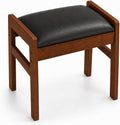 BAMBOOHOMIE Foot Stool Ottoman, Modern Vanity Stool Chair for Makeup with Removable Cushion & Side Handles, Bamboo Ottoman for Living Room Bedroom Office, Small Foot Rest for Couch (Black - Brown)