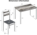 Recaceik Dining Table Set for 4, Wood Kitchen Table with Metal Frame & MDF Board, 5-Piece Kitchen Table Set for Small Space, Dinette and Apartment, Rustic Grey