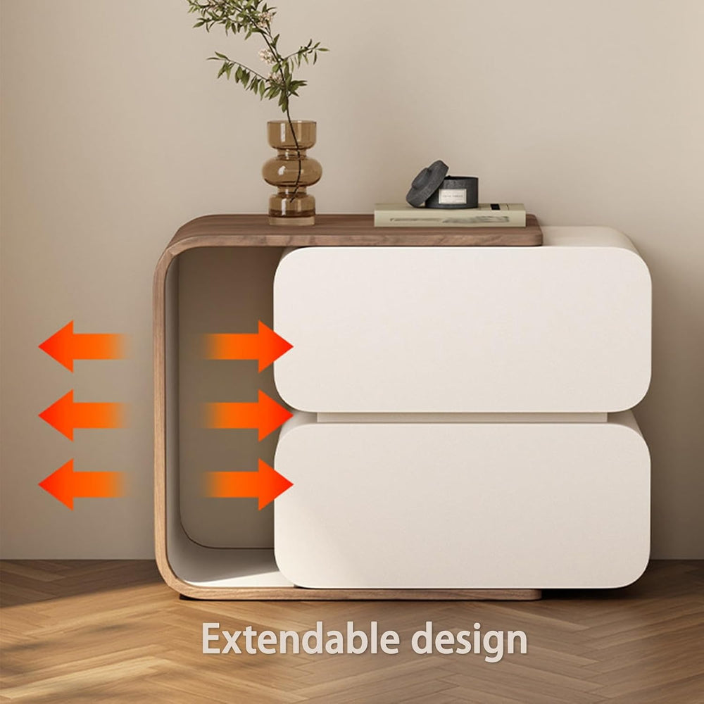 Bedside Furniture with Leather Finish, Retractable Nightstands for Bedroom, B...