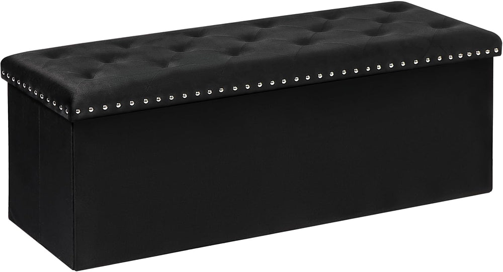 B FSOBEIIALEO Storage Ottoman Bench, 43" Velvet Ottoman with Storage, Bl...