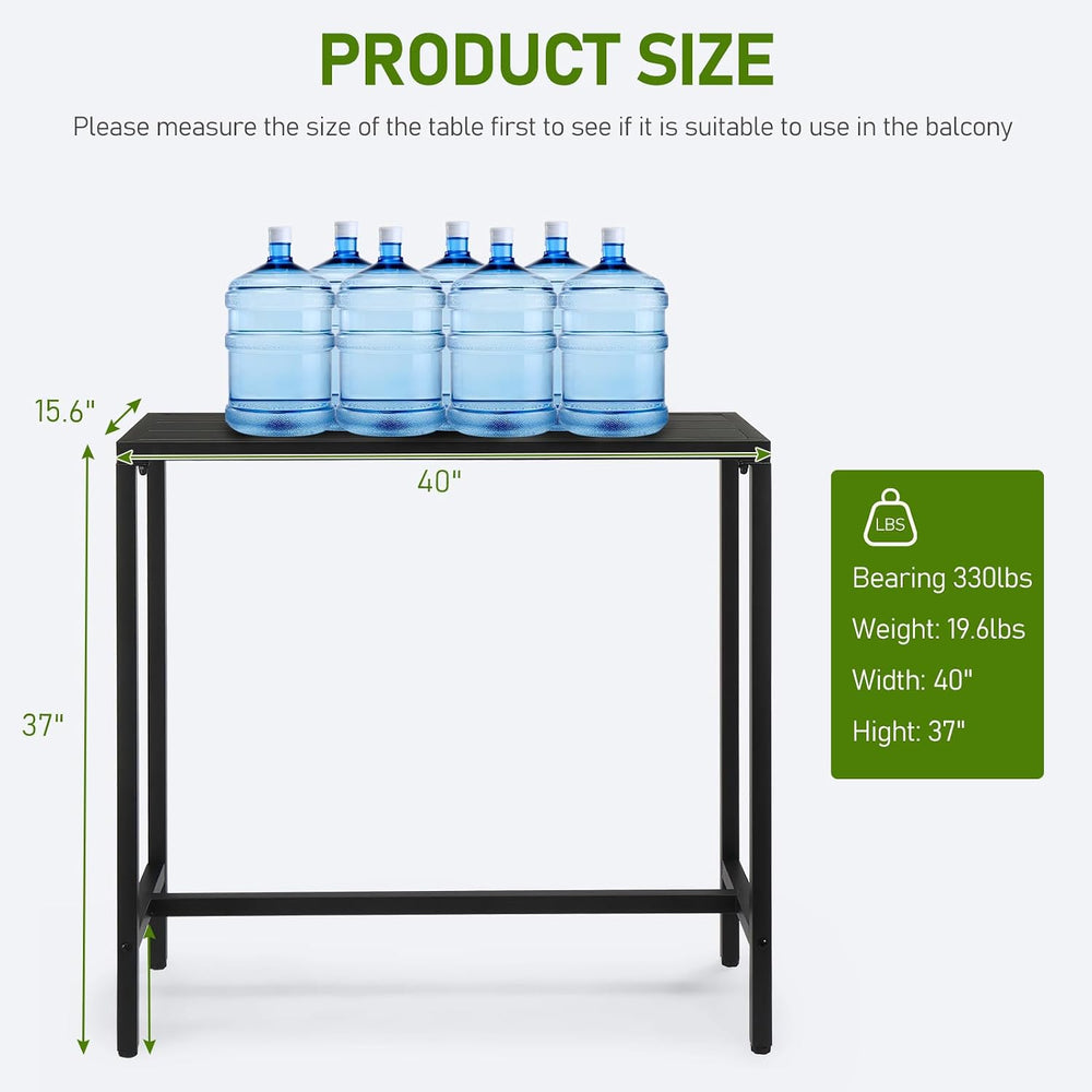 Outvita Outdoor Bar Table, Heavy Duty 40" Metal Table for Balcony Bistro