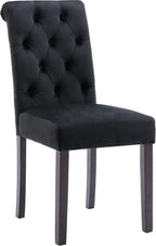 Velvet Dining Chairs Set of 4 Upholstered Dining Room Chairs Modern Tufted Accent Chairs Wooden Parsons Side Chairs for Home Kitchen Resturant, Black
