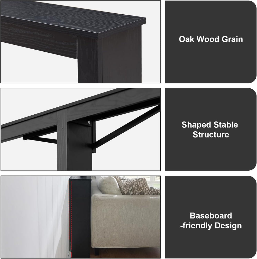 MOHOPE 78.8" Long Console Table with Power Outlets, 7.9" Narrow Sof...