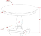 East West Furniture F2EL5-718 5 Piece Kitchen Table & Chairs Set Includes a Round Dining Table with Pedestal and 4 Brown Linen Linen Fabric Parson Chairs, 48x48 Inch, Distressed Jacobean
