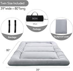 MAXYOYO Japanese Floor Mattress Futon Mattress, 4" Thicken Tatami Mat Sleeping Pad Foldable Roll Up Mat Boys Girls Dormitory Pad Kids Floor Lounger Pillow Bed, Charcoal Grey, Queen Size