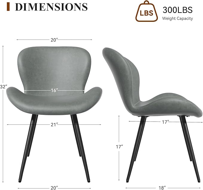 Nalupatio Dining Chairs Set of 2, Modern Dining Room Chairs Comfy Backrest Th...