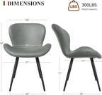Nalupatio Dining Chairs Set of 2, Modern Dining Room Chairs Comfy Backrest Thick Upholstered Kitchen Chairs 19IN Height with Metal Legs Grey（Pu Leather）