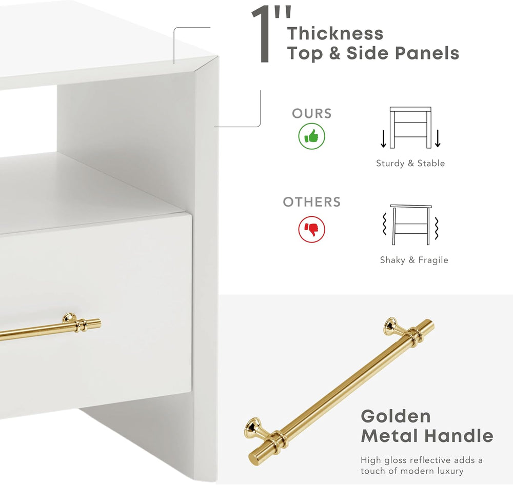 HOMES: Inside + Out Elle Modern 23-inch Rectangular End Table with Drawer and...