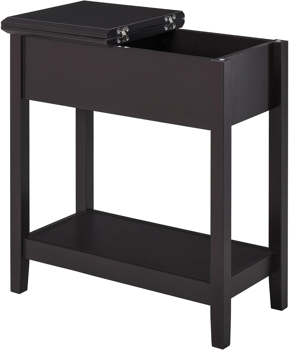 Hinge Cabinet End Table 24x18x30 possessing Bottom Shelf Durable Base Coffee ...