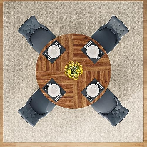 Tribesigns 47 inch Round Dining Table Wood Kitchen Table for Dining Room, 47&...
