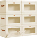 DIMJ Storage Bins with Lids - 6 Pack Large Fabric Closet Organizer with Window & Handles, Collapsible Decorative Storage Boxes for Shelves Under Bed, Books Clothes Blankets Sweaters Organization