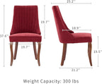 Modern Dining Chairs Set of 6, Mid Century Kitchen & Dining Room Chairs, Fabric Upholstered Kitchen Chairs with Wood Legs, Sillas de Comedor, Easy Assembly, Wine Red, 6 Pieces