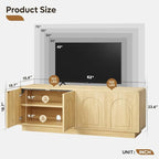 Bestier 63" Mid Century Modern TV Stand for Living Room, Wood Media Console Cabinet for TVs up to 70", Entertainment Center with 4 Arched Doors, Hidden Storage & Adjustable Shelves, Natural Oak
