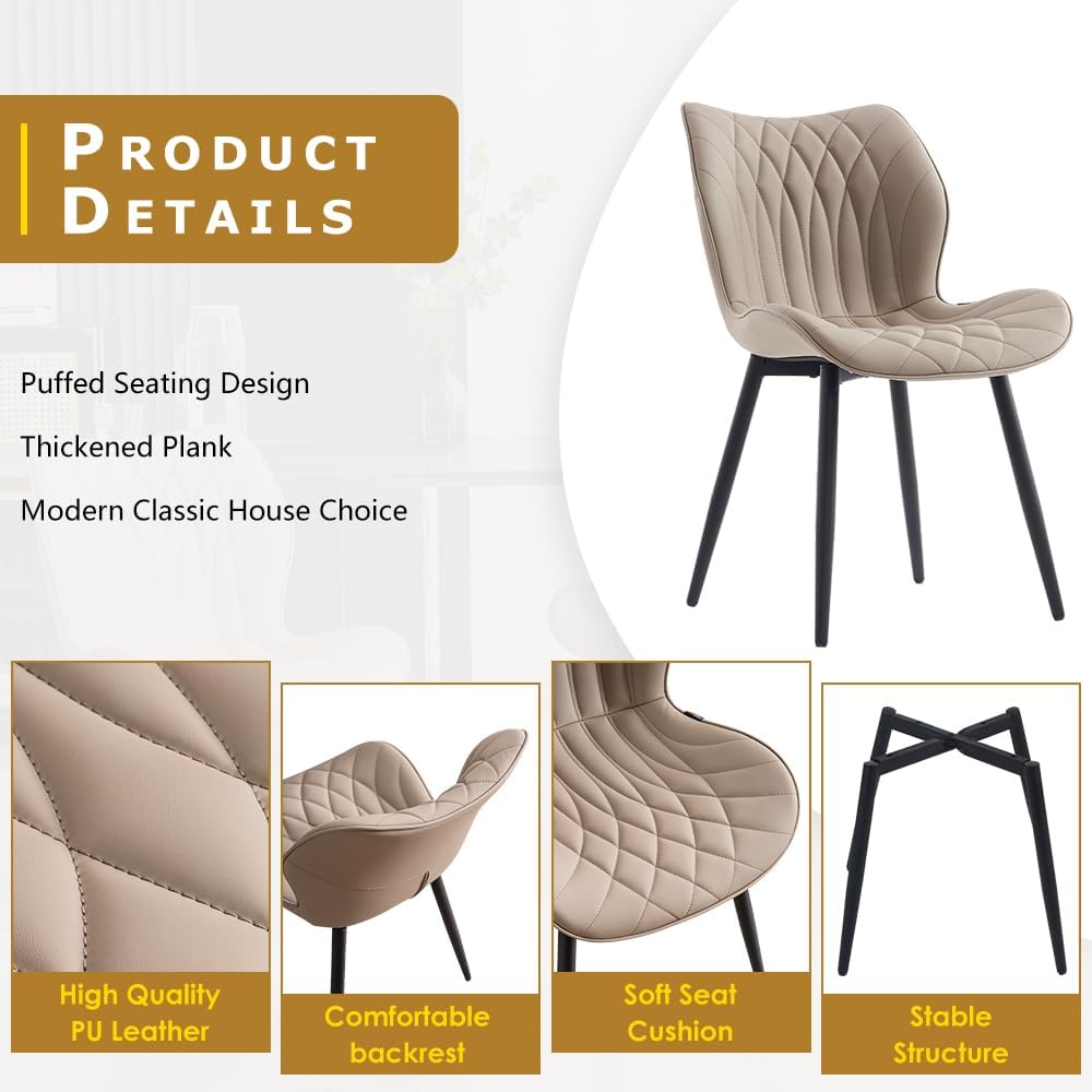 Kidol & Shellder Dining Chairs Set of 2, PU Leather Upholstered Kitchen C...