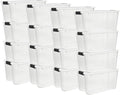 Sterilite 16-Pack Ultra Latching Box, Storage Bins with Lids, Clear Plastic, 70 Quart - Heavy-Duty Organizing Containers for Closet, Bathroom, and Office