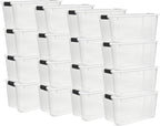 Sterilite 16-Pack Ultra Latching Box, Storage Bins with Lids, Clear Plastic, 70 Quart - Heavy-Duty Organizing Containers for Closet, Bathroom, and Office