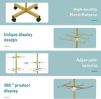 Retail Display Stand Rotating Display Stand 4 Tier Spinning Display Stand for Craft Shows, Jewelry, Keychain, Earring Adjustable Height Retail Display Racks (Gold)