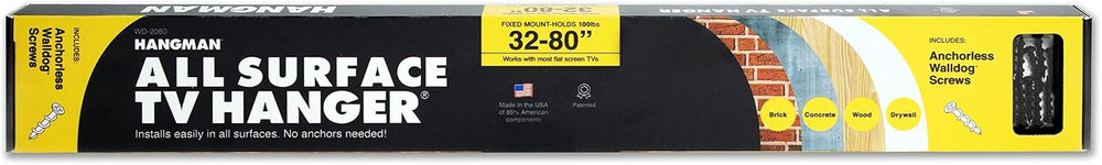 Hangman 32" to 80" All Surface TV Hanger Up to 100 lbs Low Profile ...