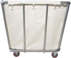 10 Bushel Laundry Cart with Wheels,Heavy Duty Industrial Rolling Commercial Home Beige Large Rolling Storage Laundry Basket, Stainless Steel Laundry Hamper Service Cart,260LBS Load