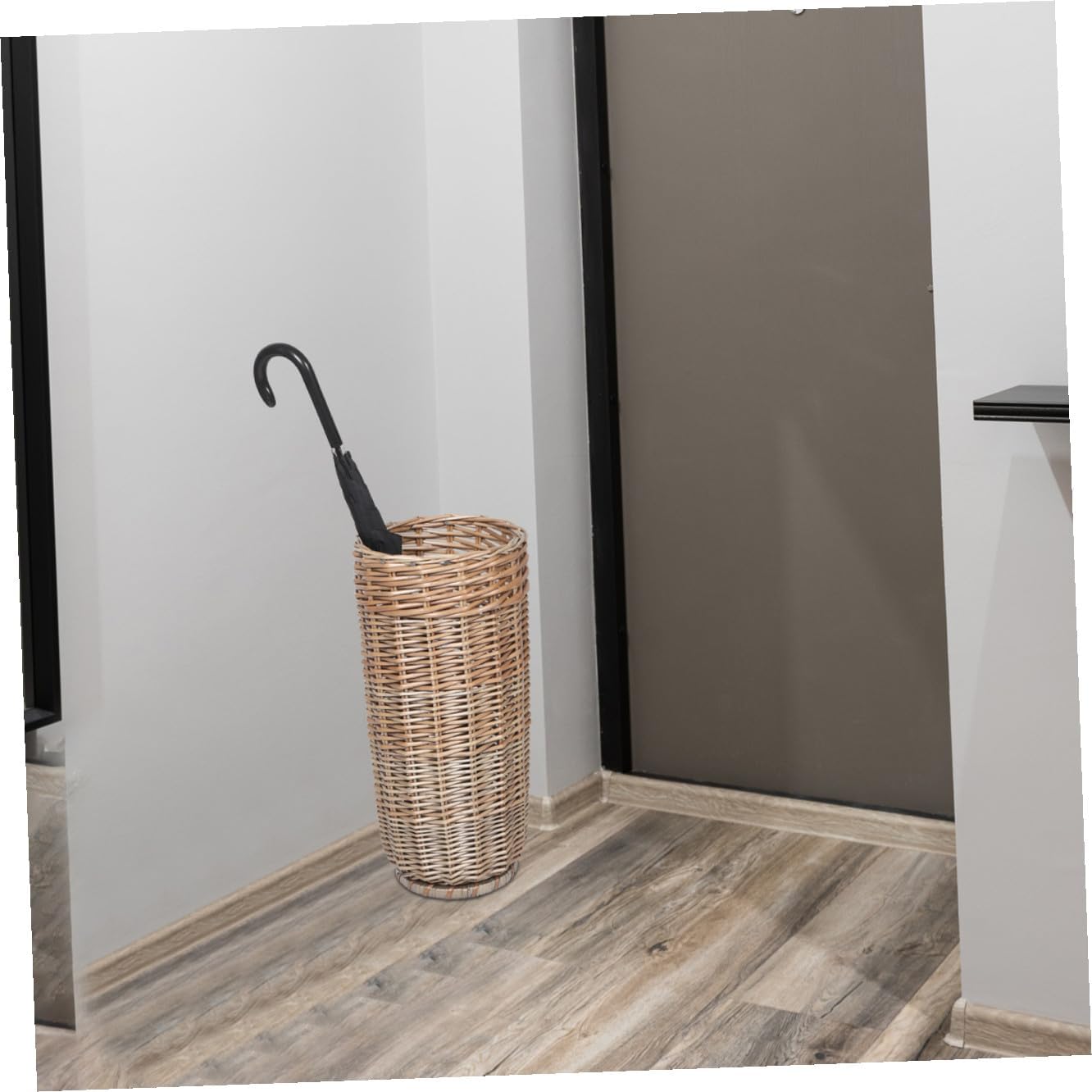 Multi-purpose Wicker Umbrella Storage Basket Handmade Rattan Organizer for Entryway Golf Clubs and Walking Canes and Elegant Design for Indoor Use