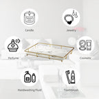 Vanity Tray Makeup Organizer Cosmetics Storage Bathroom Skincare Organizer Countertop Display Rack in Dresser Stainless Steel Shelf Marble Print Ceramic Trays