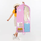 Zilink Clear Dance Costume Garment Bag Dance Bags for Teenagers 50 in, Pink | 5 Clear Zipper, Pockets, Buckles, Carry Handles, for Teen Girls Dancers for Dance Competition Theatre Cheer Closet Storage