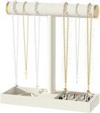 Bracelet and Necklace Holder,Velvet Jewelry Necklace Display Organizer Stand,bracelet Holder for Selling,Bracelet and Necklace Storage Tree (Style 1（Beige+ Metal lid）)