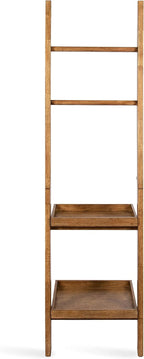 Kate and Laurel Lowry Farmhouse Wood Ladder Shelf; 18 x 14 x 58; Natural Wood; Decorative Modern Leaning Shelf for Storage and Display