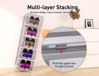 Kuject X-Large Shoe Storage Boxes Organizers Clear Plastic Stackable 12 Pack, Shoe Rack & Holder Substitute, Sneaker Containers, Toy Storage Organizer Bins for Entryway, Closet, Under Bed, Grey