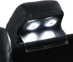 Electric Power Recliner Sofa Living Room Furniture, Comfy Home Theater Breathing Leather Seating with USB 2.0 Charging Ports, LED Light Strips, Fold-Down Table & Wireless Charging Device (Black)