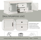 42″ Storage Bench with 2 Drawers and 2 Cabinets，Multipurpose Entryway Shoe Rack W/Removable Cushion，for Living Room Hallway Porch,White