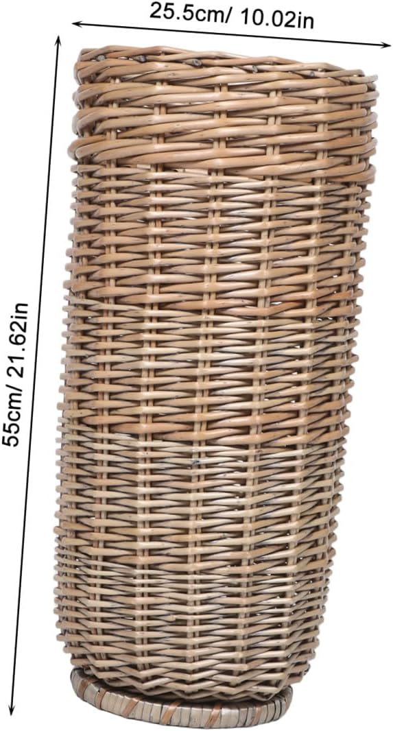 Multi-purpose Wicker Umbrella Storage Basket Handmade Rattan Organizer for Entryway Golf Clubs and Walking Canes and Elegant Design for Indoor Use