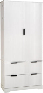 72" Fluted Kitchen Pantry Cabinet, Modern Storage Organizer with 2 Spacious Drawers & 8-Door Spice Racks, Freestanding MDF Cabinet for Kitchen, Bathroom