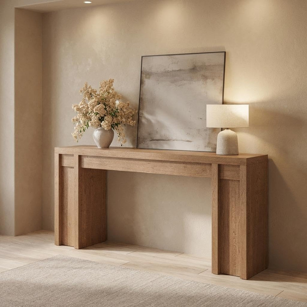 GAOMON 70.9" Farmhouse Cherrywood Console Table - 1.9" Thick Top (3...
