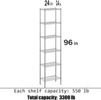 14" Deep x 24" Wide x 96" Height Wire Shelving Kit | 6-Tier | NSF Commercial Storage Rack Unit