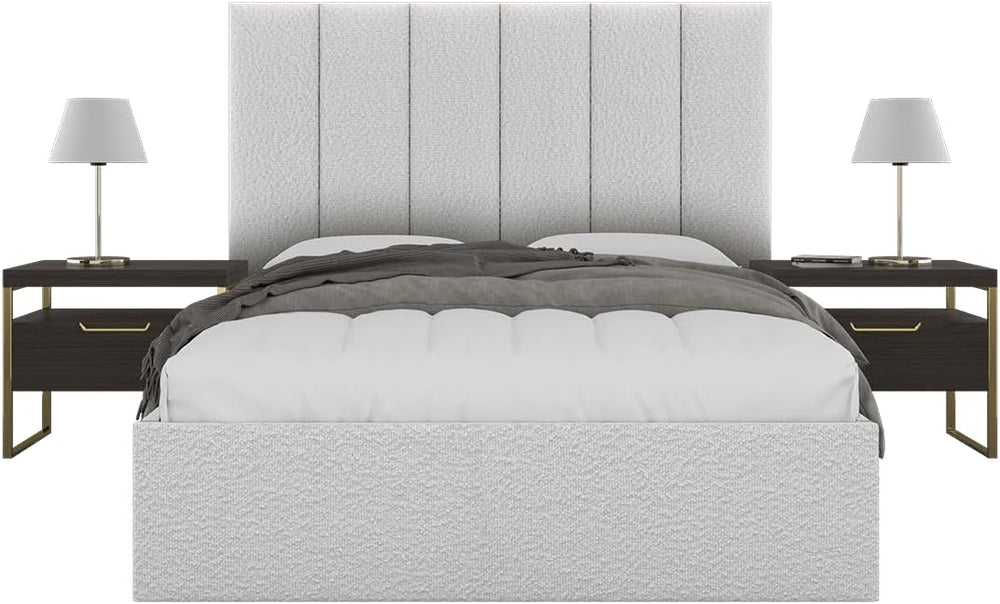 VANT Anne Vertical Headboard Panels, Queen, Boucle Ivory