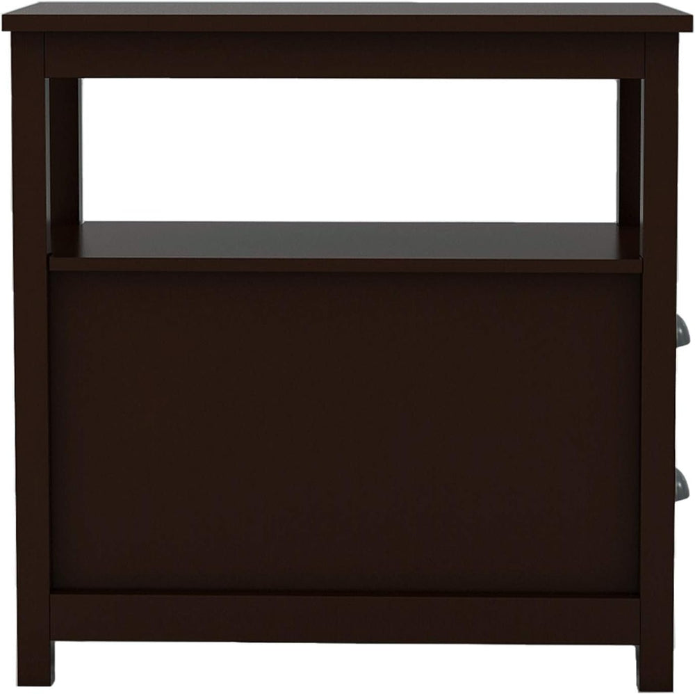23.6" x 11.8" x 24.0" MDF End Table with Two Drawers and Open ...