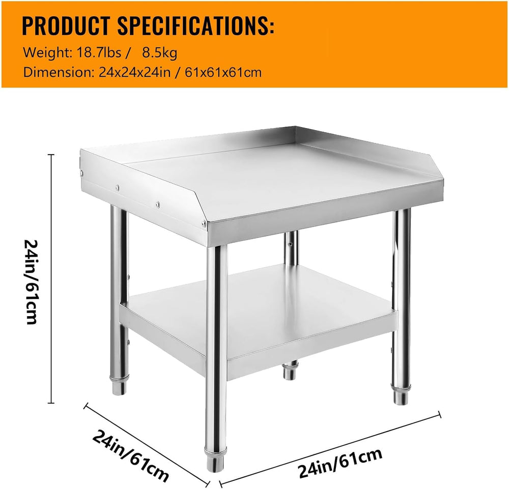 Stainless Steel 24x24x24 Inch Equipment Grill Stand Table, 660 Lbs Top & ...
