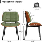 Dining Chairs Set of 8, Mid Century Modern Dining Room Chair, Upholstered Faux Leather Kitchen Chairs with Thick Cushion and Walnut Bentwood Back for Kitchen Dining Room, Green