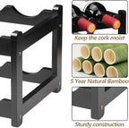 Wine Rack 8 Bottle 2-Tier Eco-Friendly Bamboo Wine Storage Easy-Assembly Space-Saving for Wine Lovers,Kitchen Wine Organizer for Countertop,Pantry, Home,Room Decor,Bar