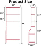 3-Tier Over The Toilet Storage, Freestanding Metal Bathroom Shelves, Space Saver Above The Over Toilet Storage Shelf for Bathroom (Pink)