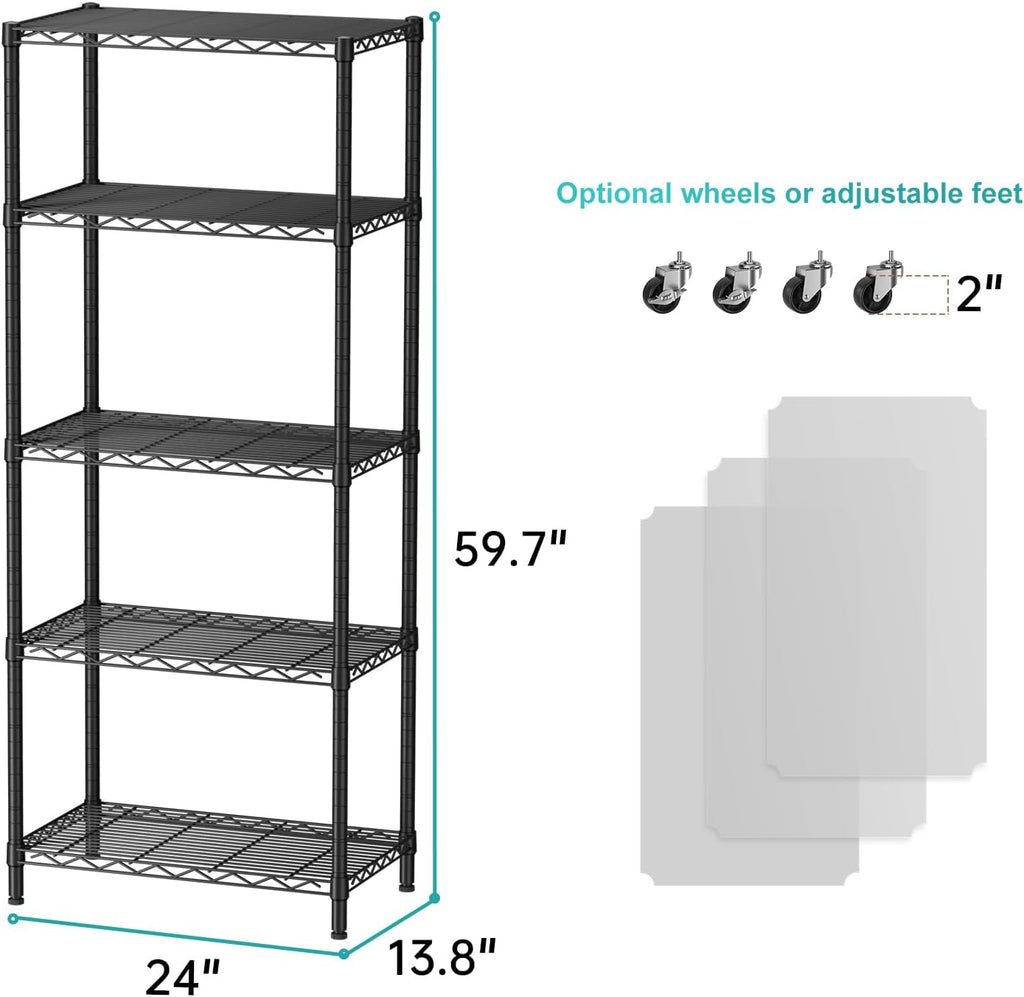 SINGAYE 5 Garage Heavy Duty Shelving Unit Kitchen Pantry Close Home Organizers and Storage Bathroom Shelf Laundry Room Organization Industrial Book Metal Wire Adjustable Shelves